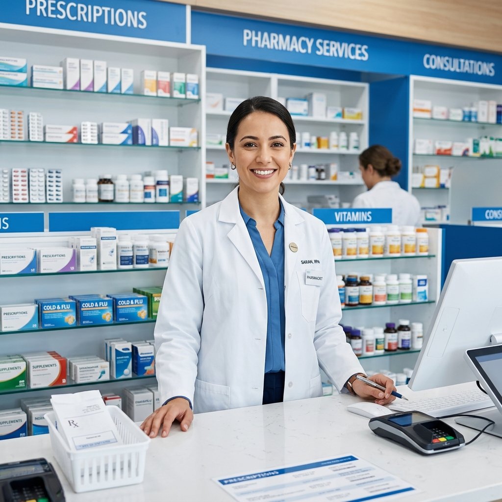 Profesional farmacéutica colegiada en farmacia comunitaria asistencial